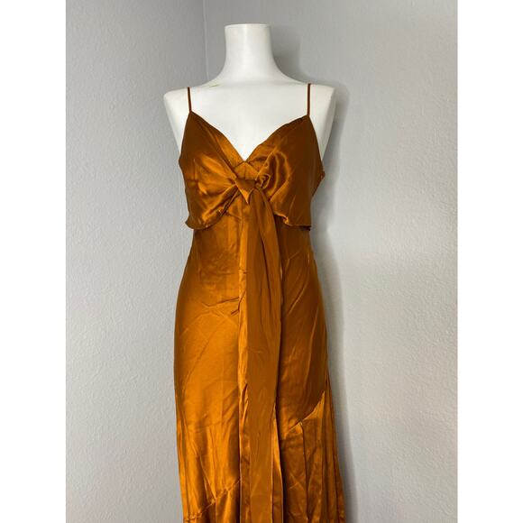 NICHOLAS NWT Sabine Satin Silk Midi Dress Bronze 8 US - Picture 5 of 11